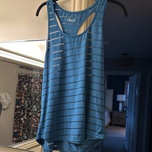 Alia Blue and Gray Striped Women's Tank Top